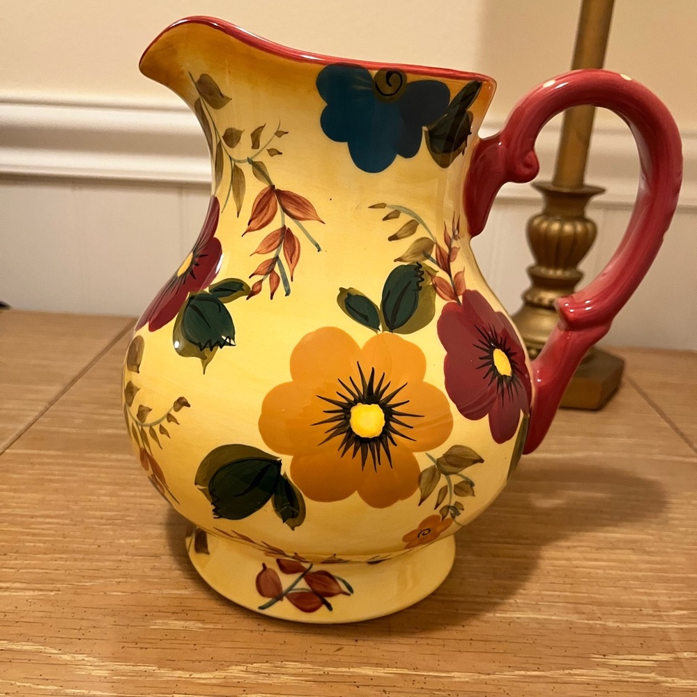 Oneida Sunset Bouquet handpainted floral pitcher
